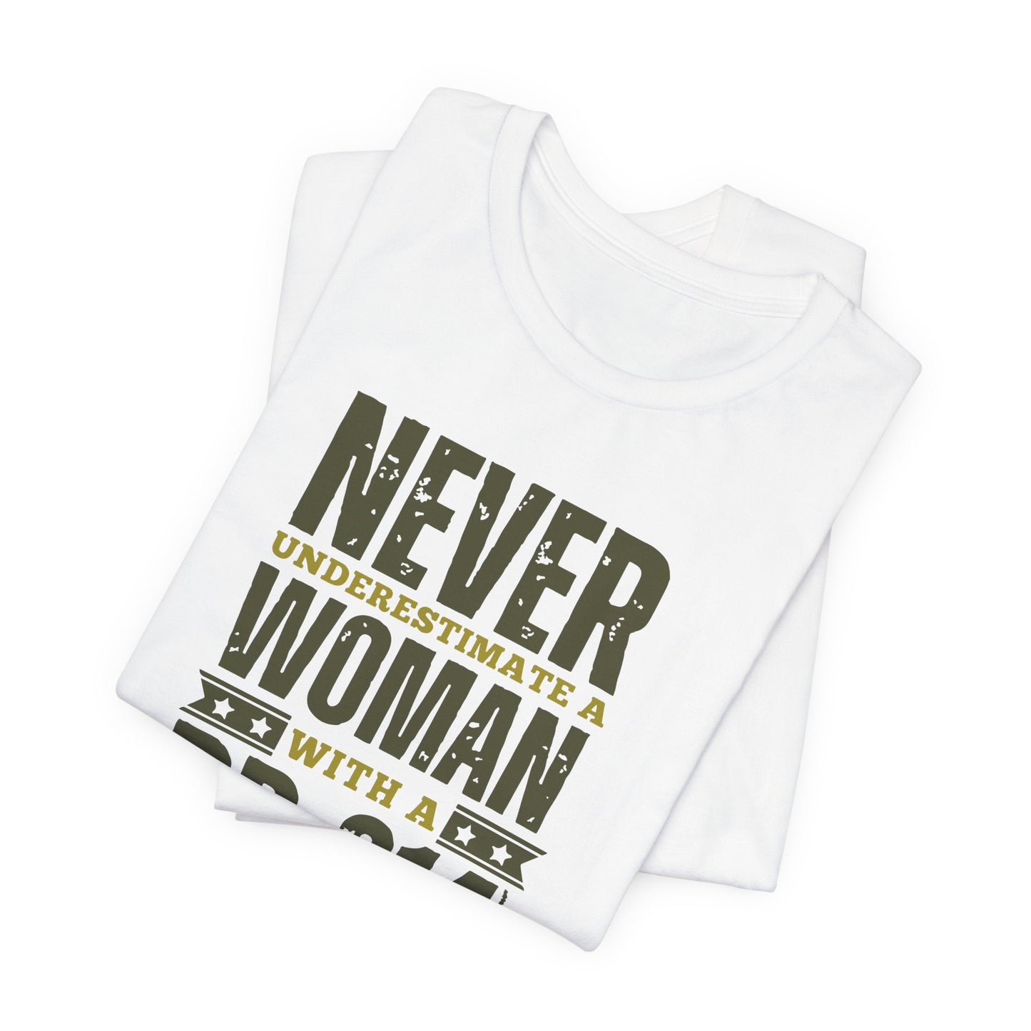 DD-214 Proud Woman T-Shirt – "Never Underestimate a Woman with a DD-214" Military Veteran Tribute Tee