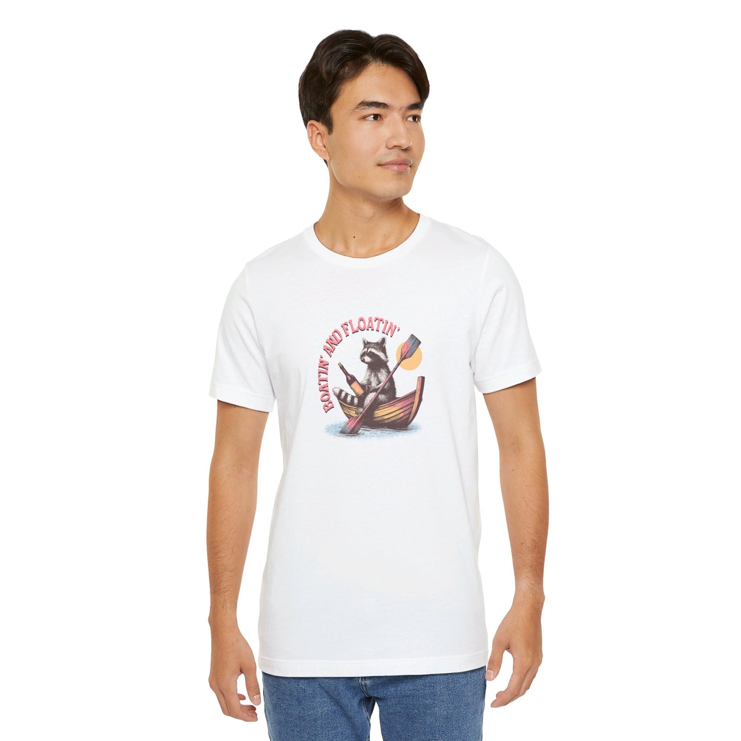 Floatin and Boatin Unisex Jersey Short Sleeve Tee Racoon Shirt