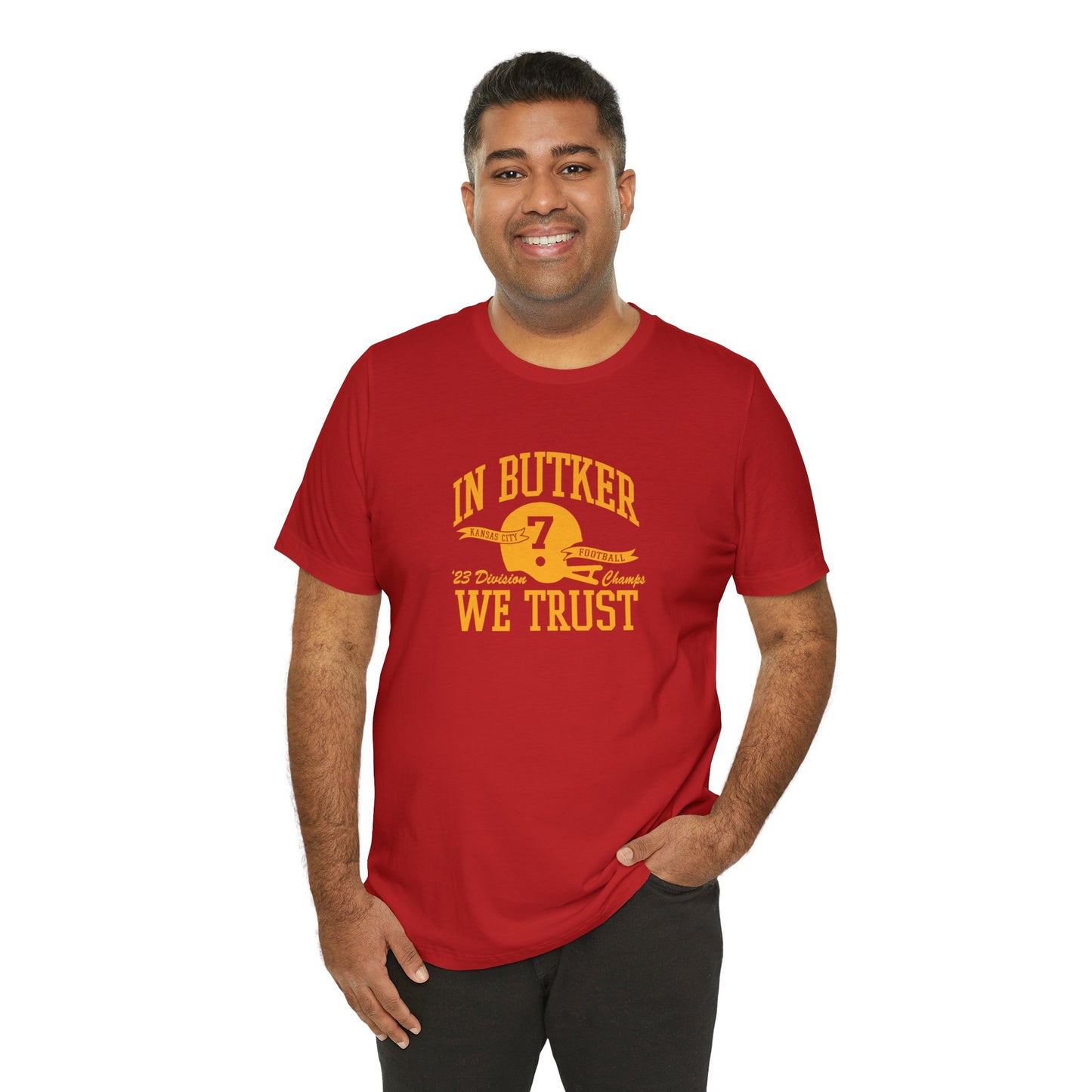 In Butker We Trust KC Unisex Jersey Short Sleeve Tee T-Shirt