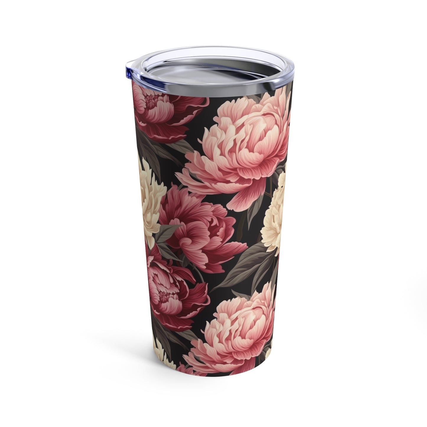 Pink and White Peony Tumbler 20oz Flower Tumbler Garden Theme