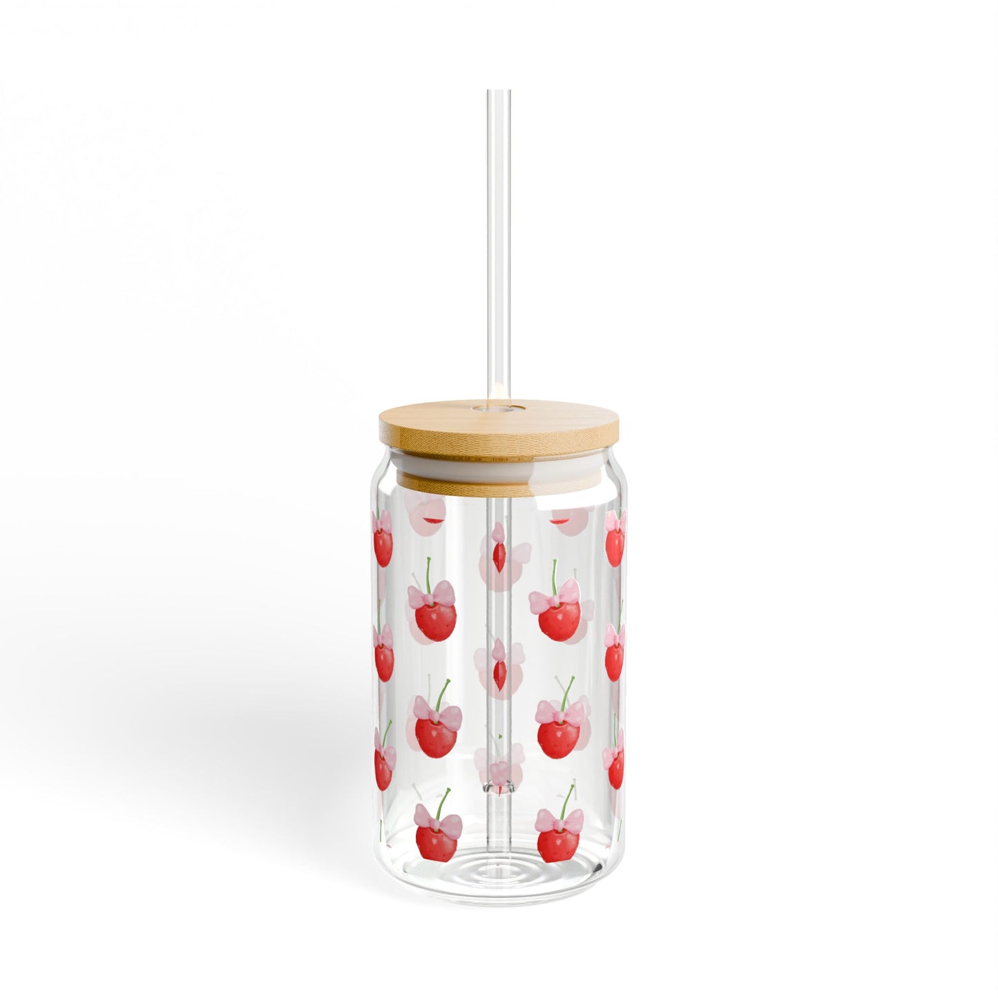 Cherries and Bows Couquette Sipper Glass, 16oz