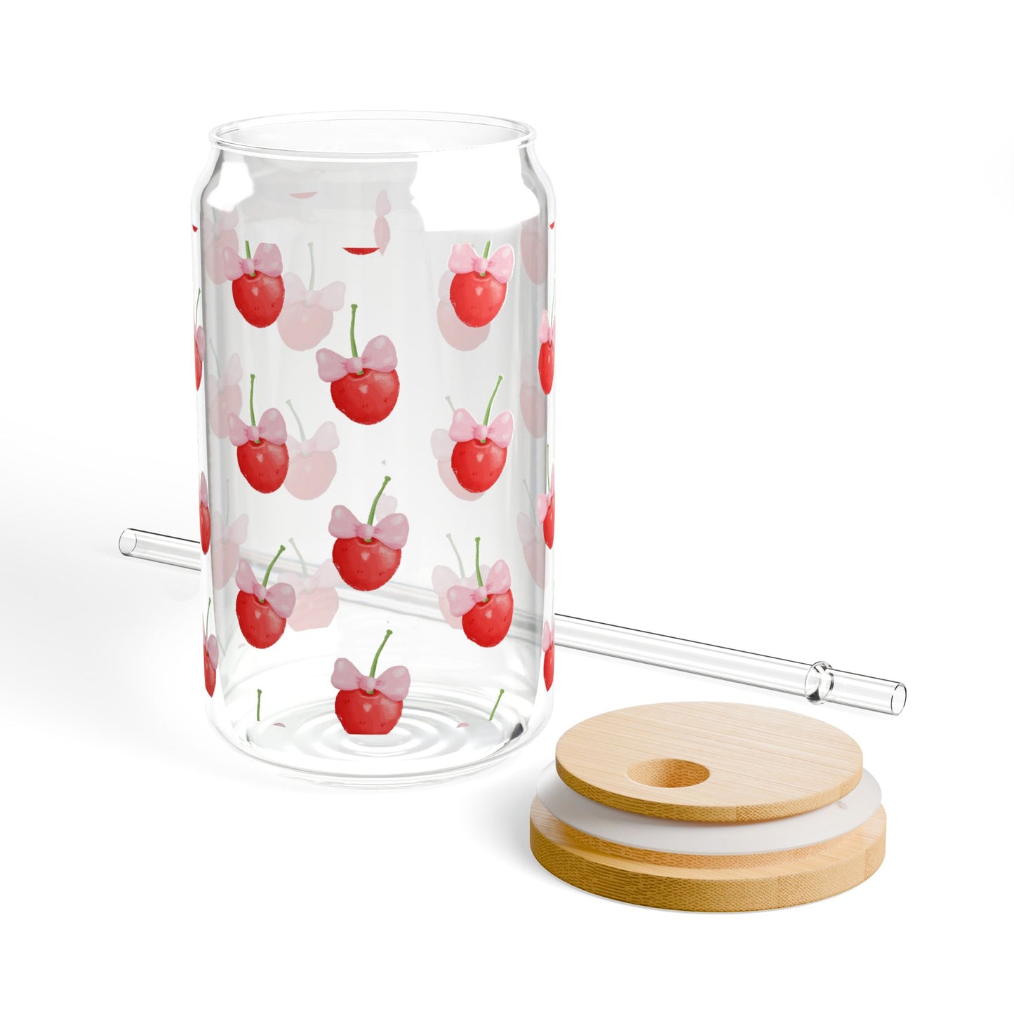 Cherries and Bows Couquette Sipper Glass, 16oz