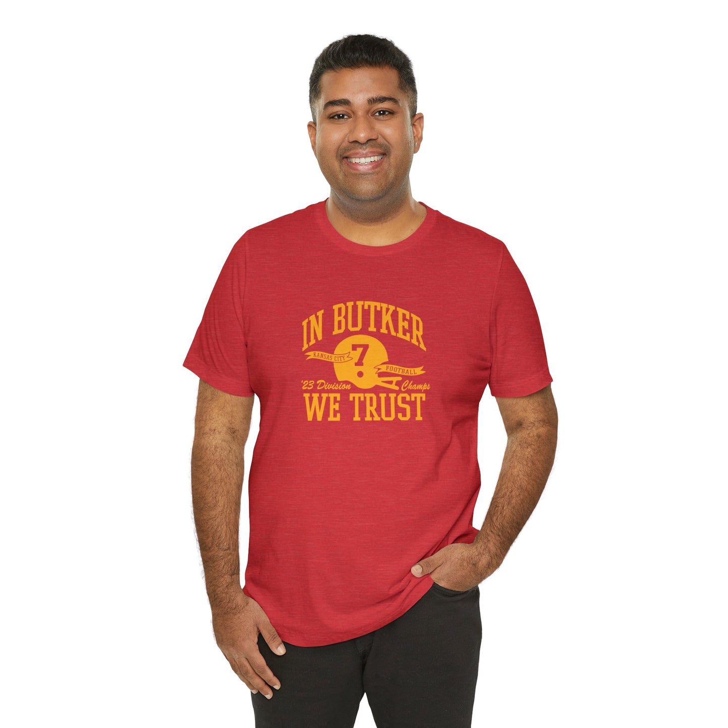 In Butker We Trust KC Unisex Jersey Short Sleeve Tee T-Shirt