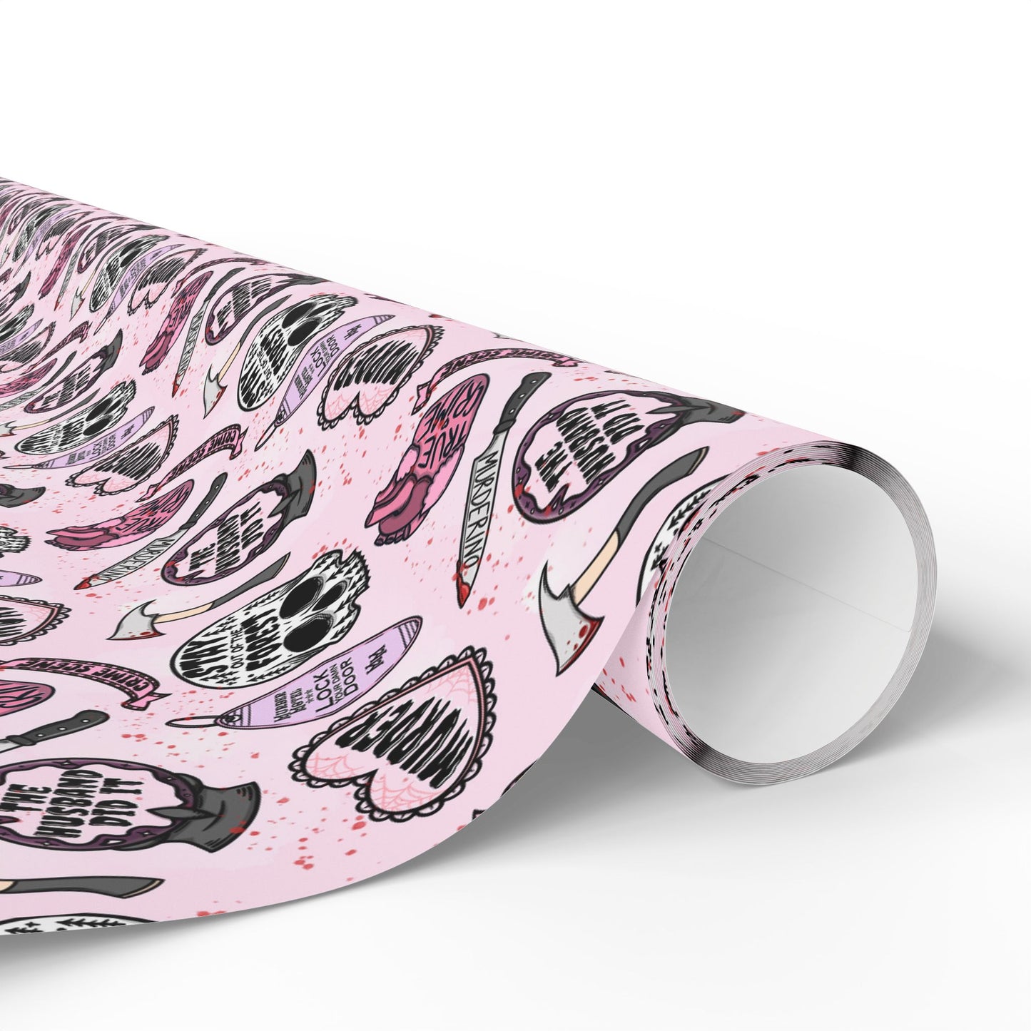 Wrapping Papers - Cute Pastel Pink True Crime Hand Drawn