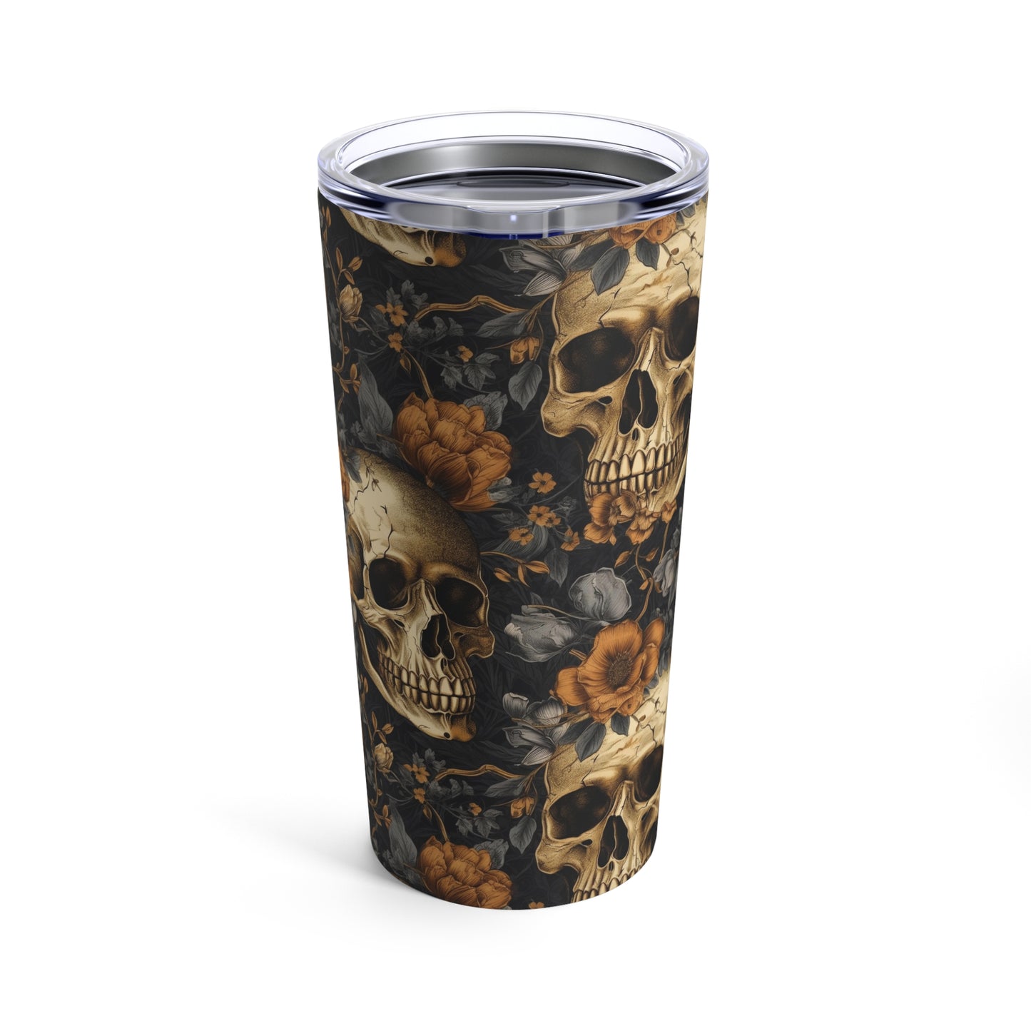 Victorian Skulls and Flowers Tumbler 20oz