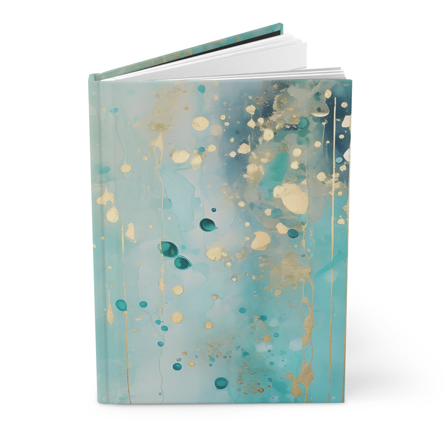 Teal and Gold Paint Style Hardcover Journal Notebook