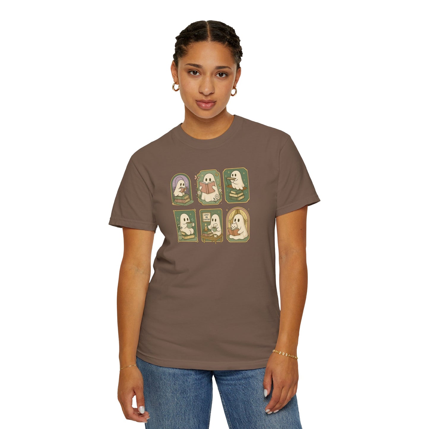 Ghostly Bookish T-Shirt with Cute Frames Design
