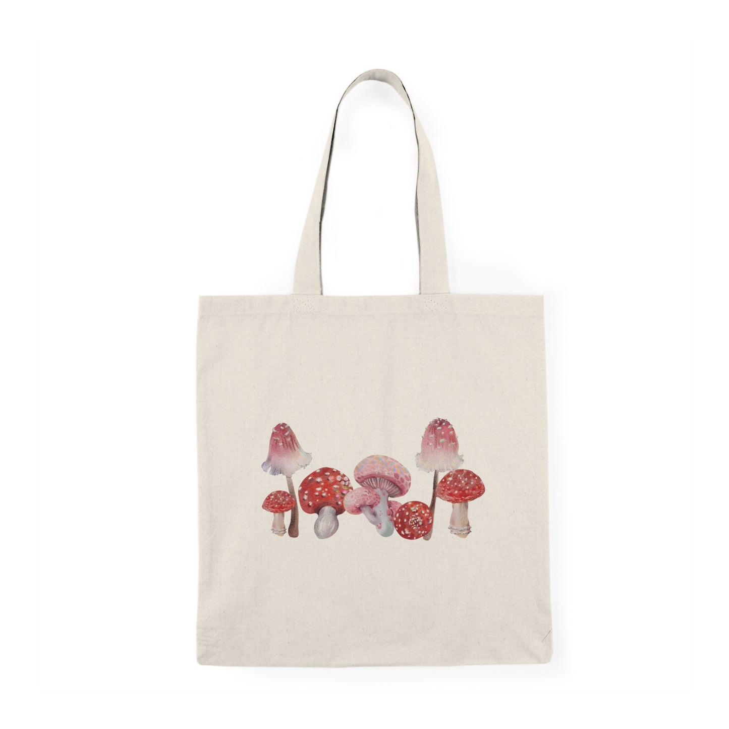 Waterclor Red Mushroom Natural Tote Bag Grocery Bag