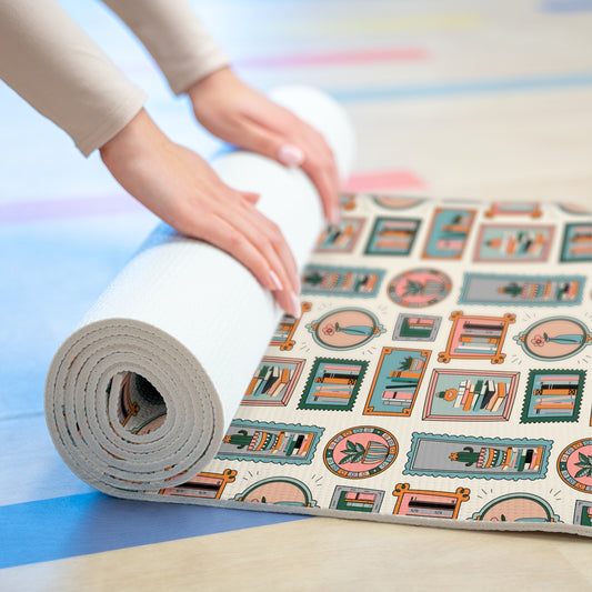 Retro Books and Frames Cottagecore Foam Yoga Mat 24x72in