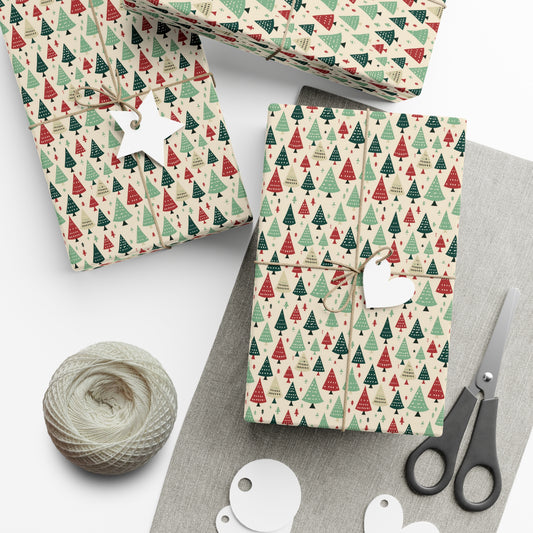 Holiday Gift Wrap Papers, Christmas Trees, Multi Color Wrapping Sheets, Festive Packaging Supplies, Xmas Gift Wrap Roll