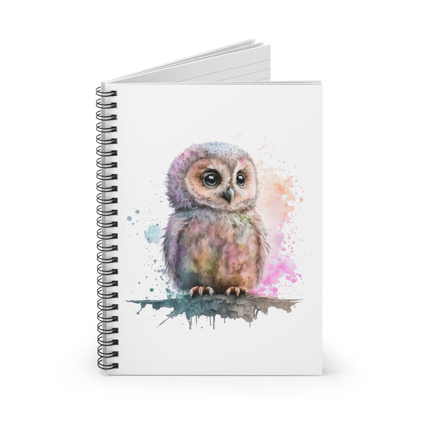 Pastel Watercolor Owlet Spiral Notebook - Ruled Line