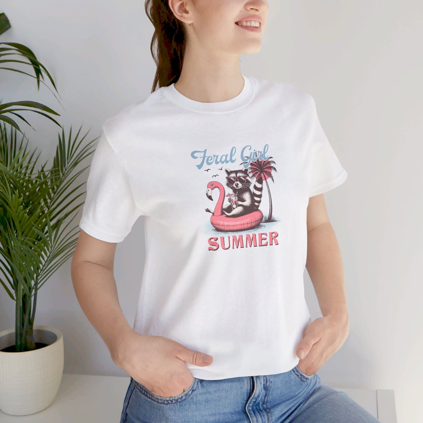 Feral Girl Summer Unisex Jersey Short Sleeve Tee Raccoon Shirt