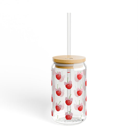 Cherries and Bows Couquette Sipper Glass, 16oz