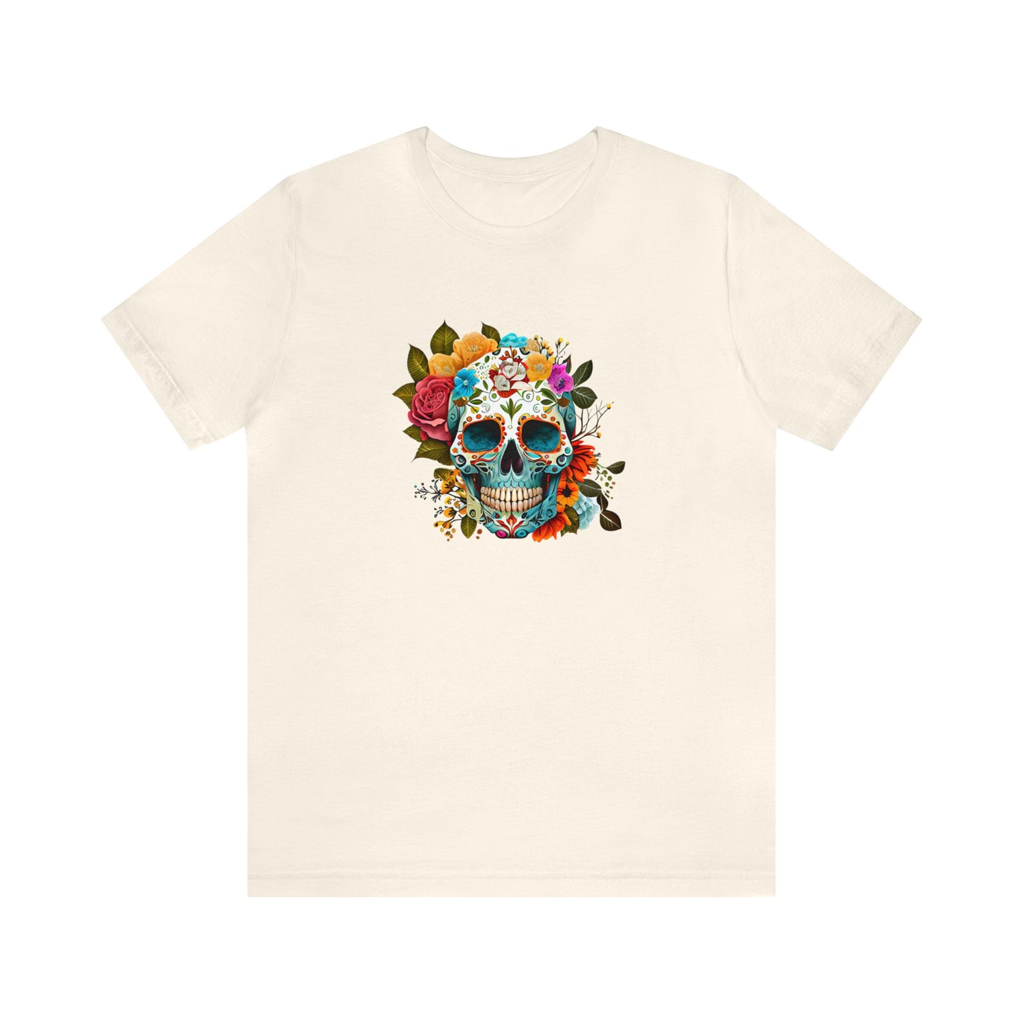 Sugar Skull Floral Shirt Unisex Jersey Short Sleeve Tee