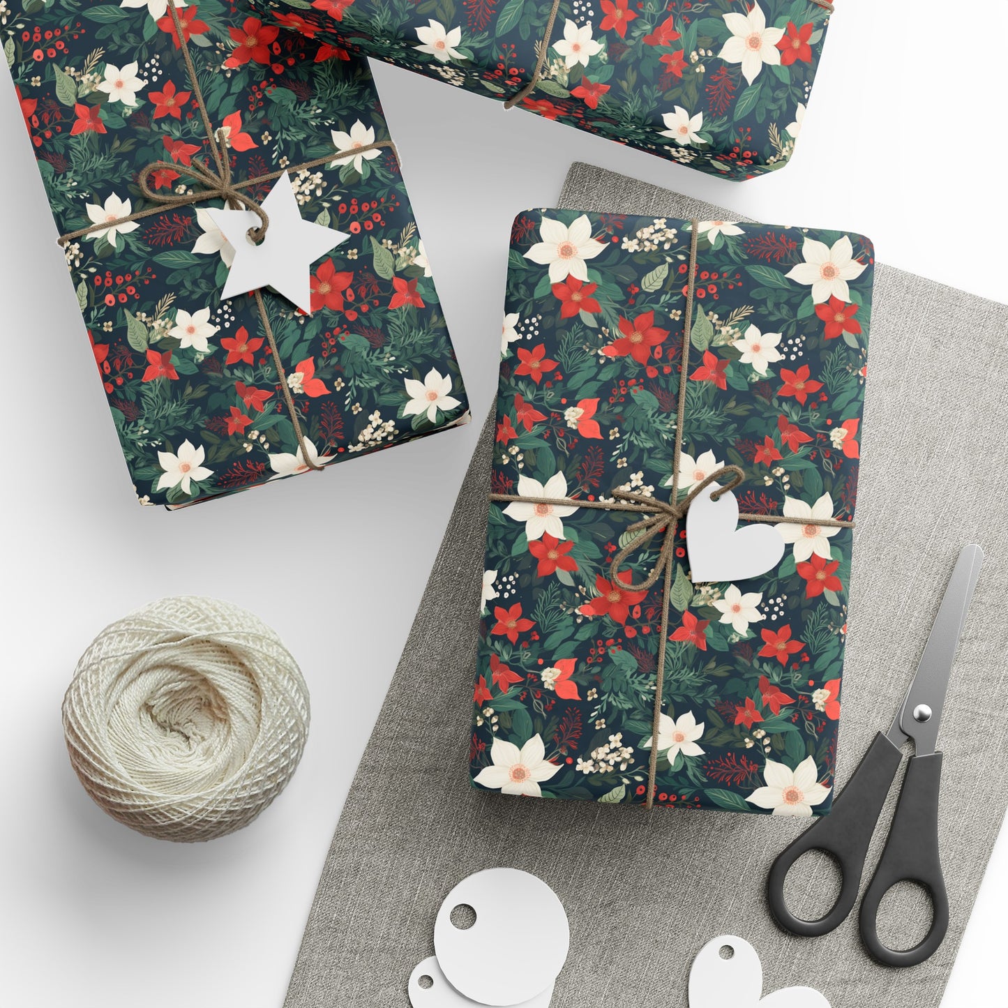 Christmas Flower Gift Wrapping Paper