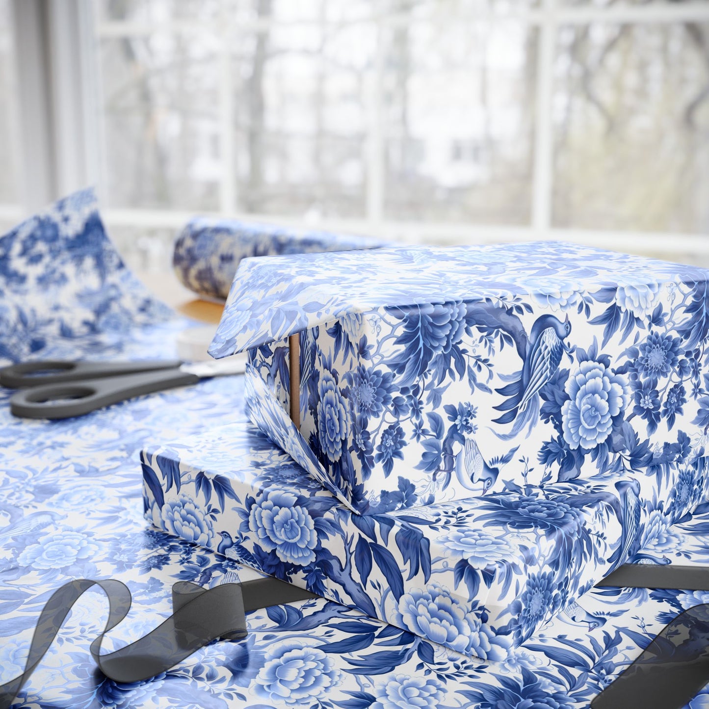 Blue Chinoiserie Gift Wrapping Paper