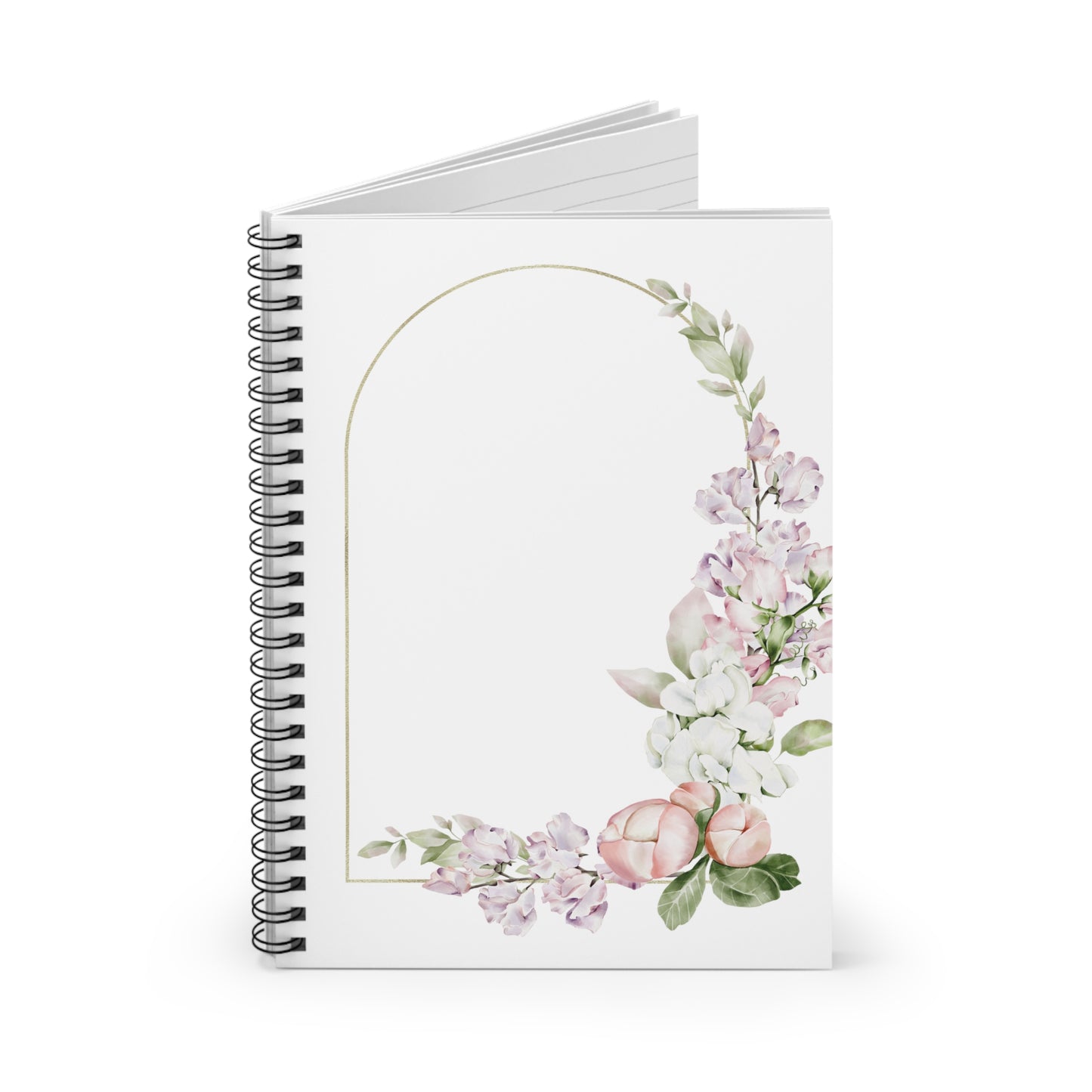 Rose and Leaf Gold Arch Spiral Notebook - Ruled Line