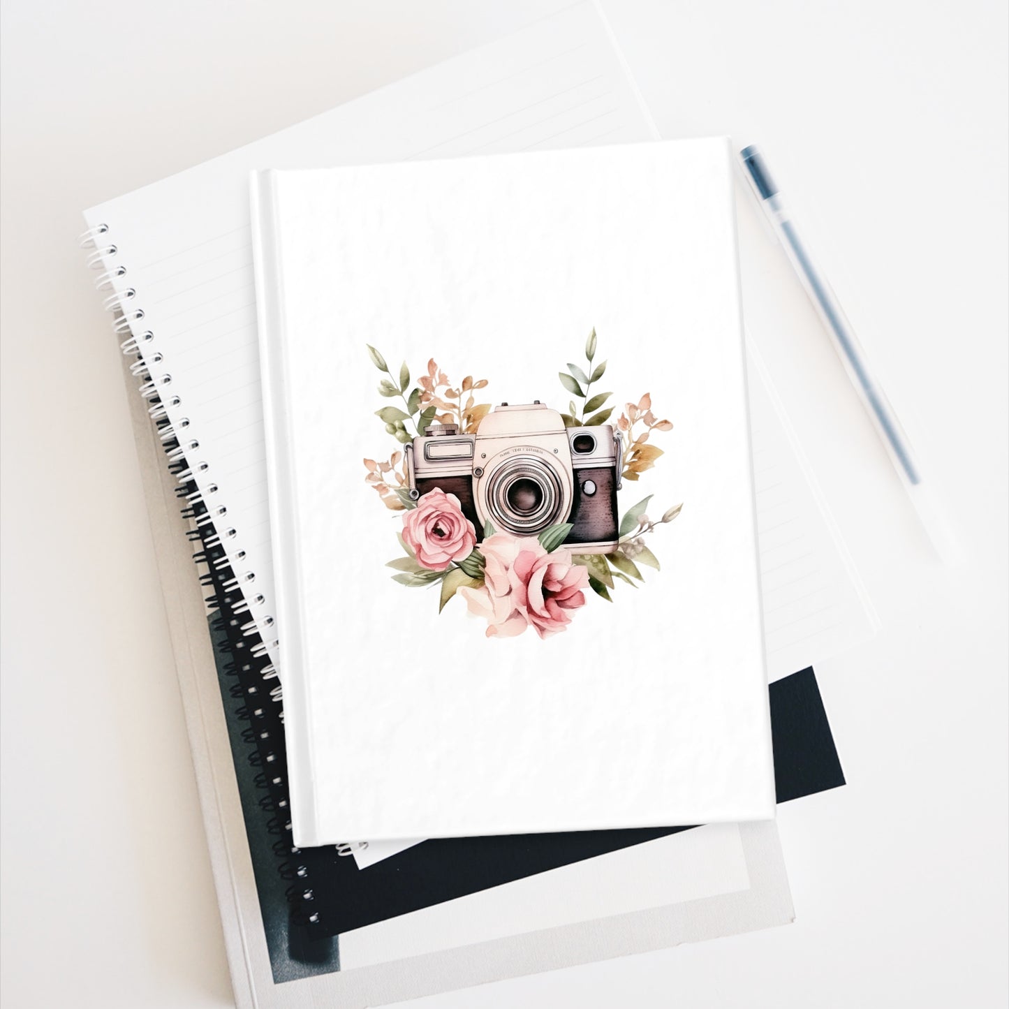 Watercolor Camera Floral Camera blank Notebook