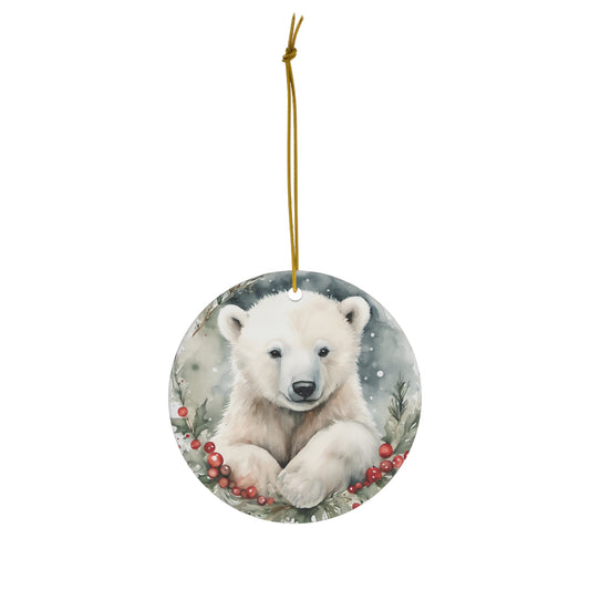 Plar Bear Ceramic Ornament Christmas Gift Polar Bear Christmas Ornament Polar Bear Ornament Cute Bear