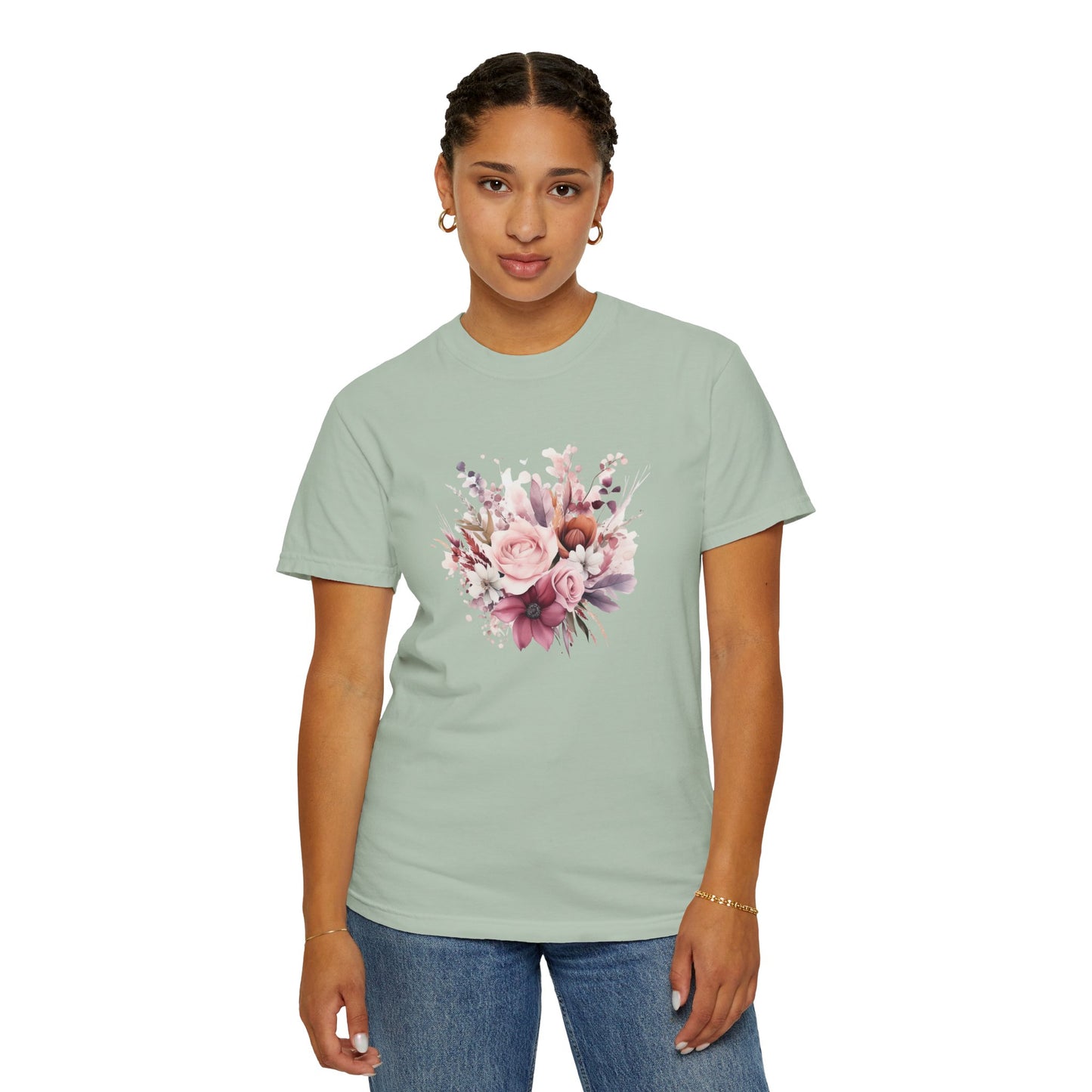 Watercolor Floral Bouquet T-shirt, Unisex Tee, Flower Print Shirt, Botanical Graphic Top, Gardening Gift, Spring Fashion