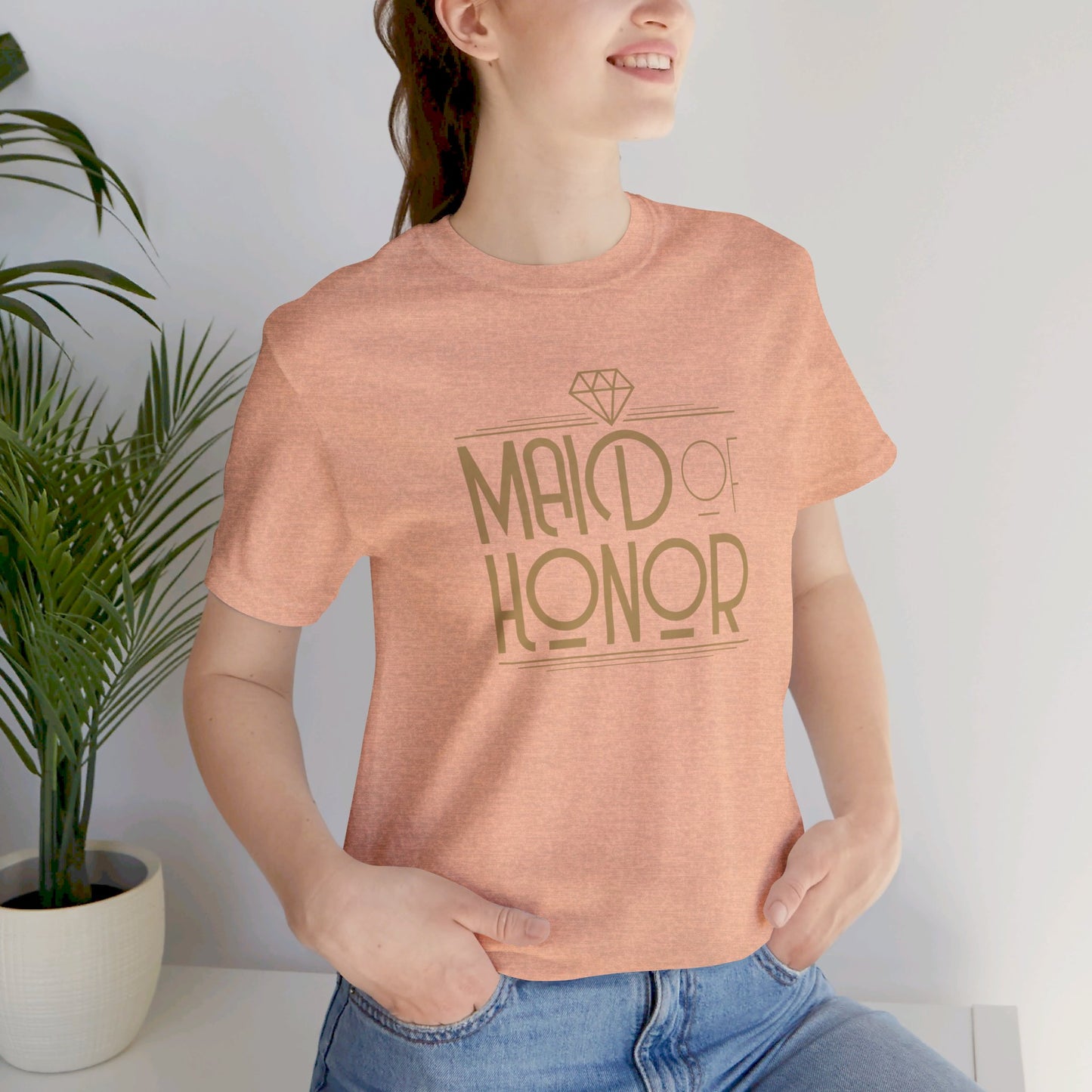 Maid of Honor Art Deco Unisex Jersey Short Sleeve Tee Bachelorette Party Shirt