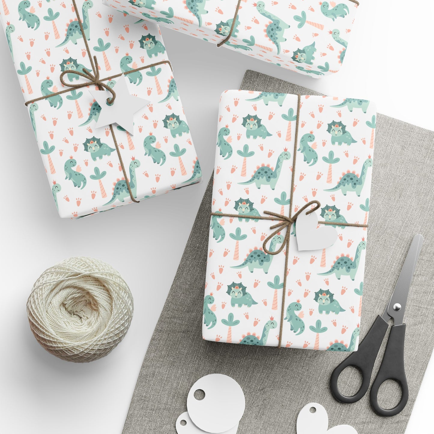 Green Dino Gift Wrapping Paper