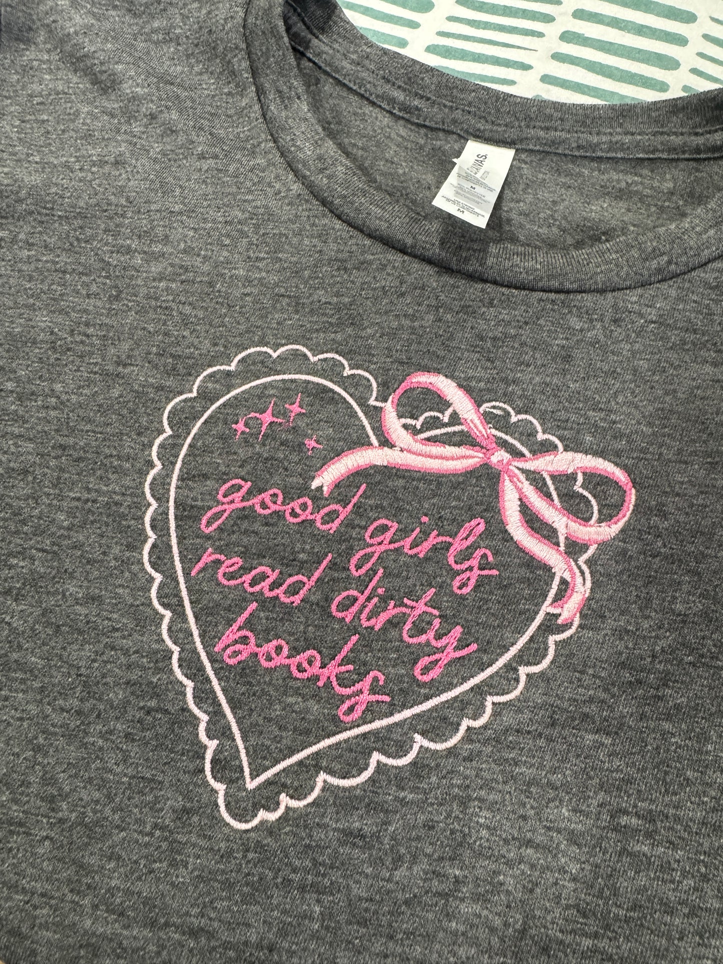 Good Girls Read Dirty Books Embroidered Tee