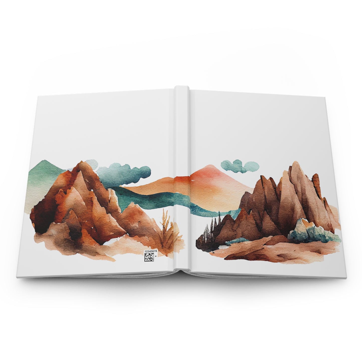 Watercolor Desert Mountain Hardcover Journal Matte Notebook