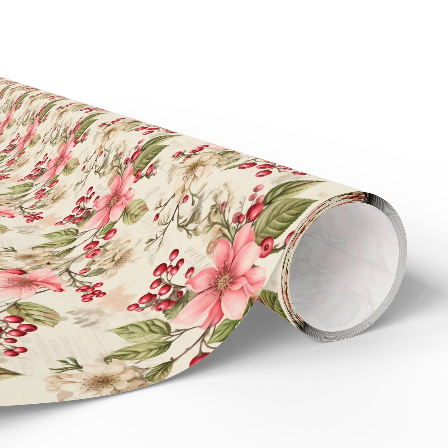 Christmas Pink Flower Gift Wrap