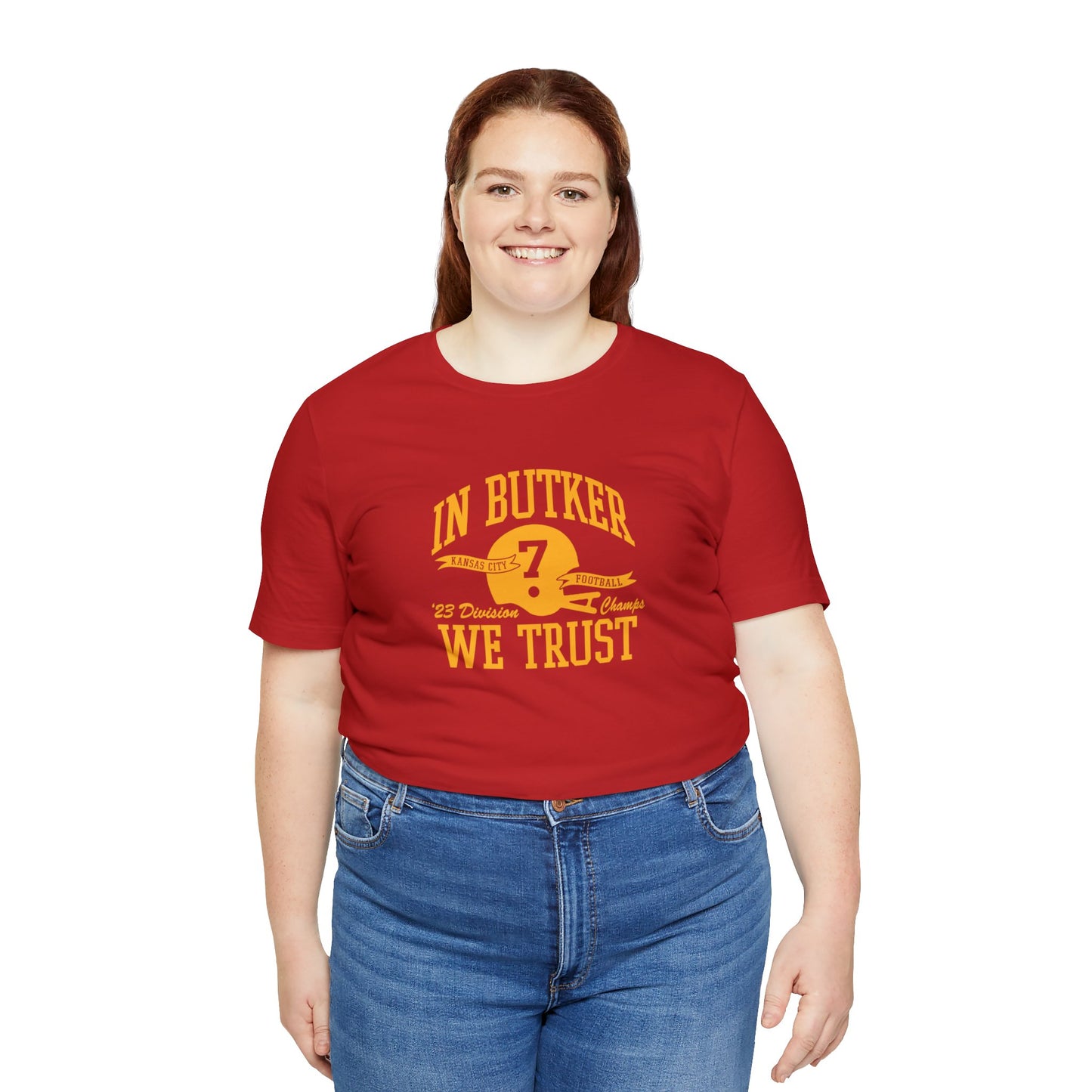 In Butker We Trust KC Unisex Jersey Short Sleeve Tee T-Shirt