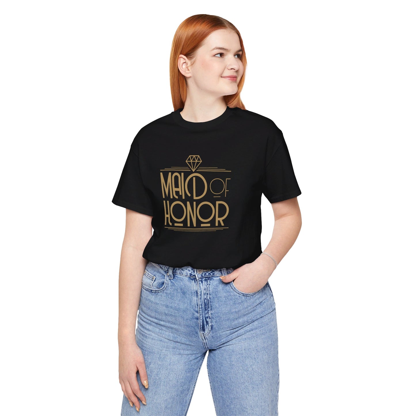 Maid of Honor Art Deco Unisex Jersey Short Sleeve Tee Bachelorette Party Shirt