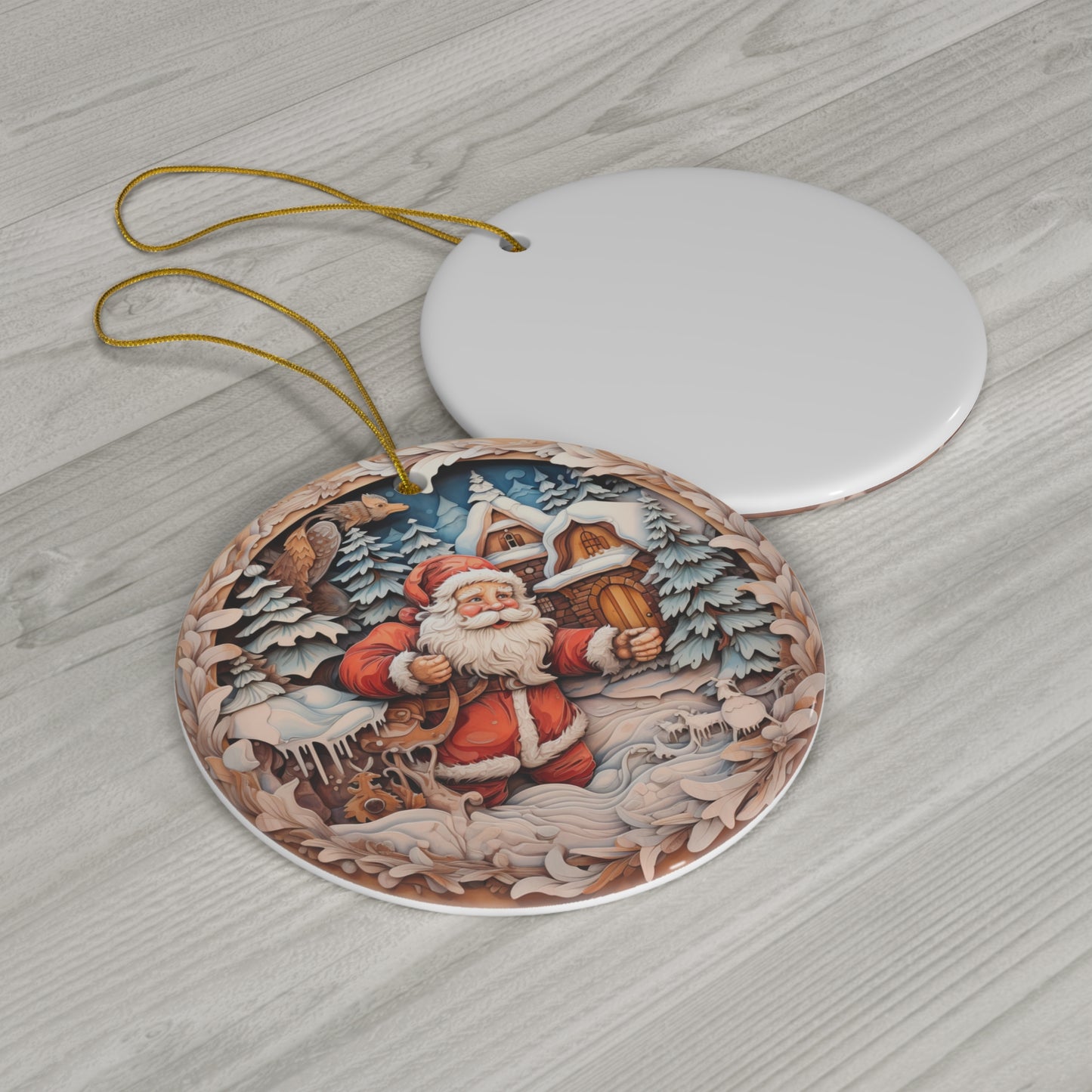 Retro Santa Ceramic Ornament Christmas Gift