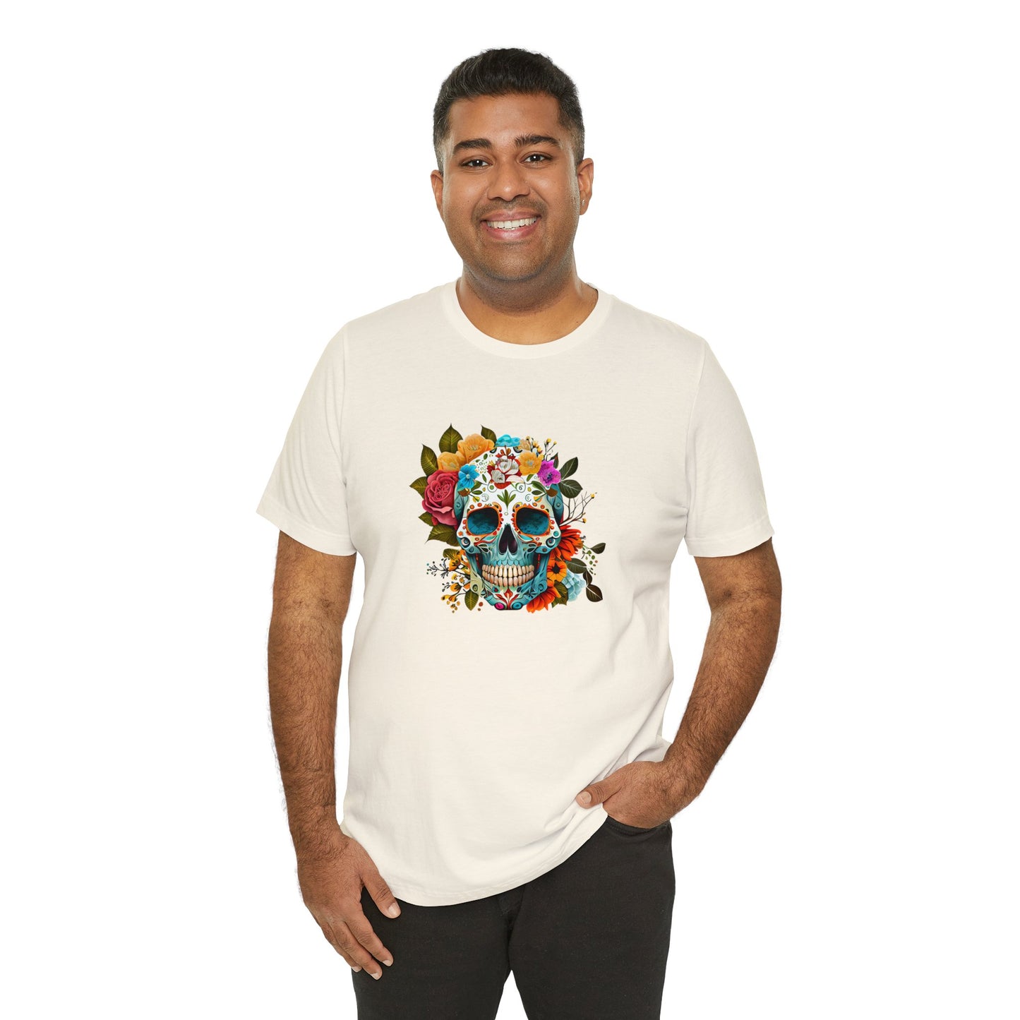 Sugar Skull Floral Shirt Unisex Jersey Short Sleeve Tee