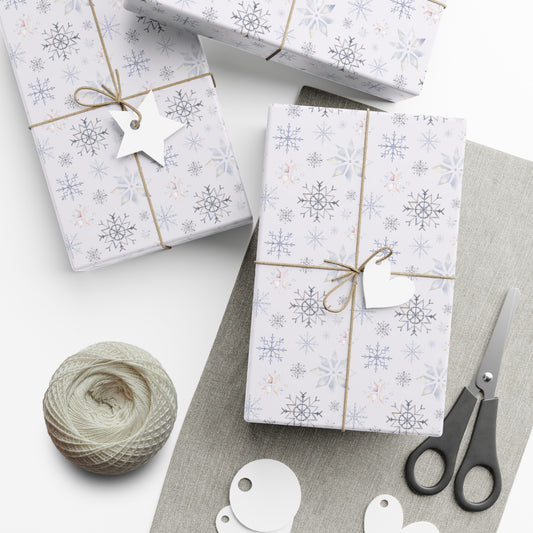 Christmas Wrapping Paper, Holiday Gift Wrap, Snowflake Design, Festive Wrapping Sheets, Xmas Present Packaging, Seasonal Paper Wrap