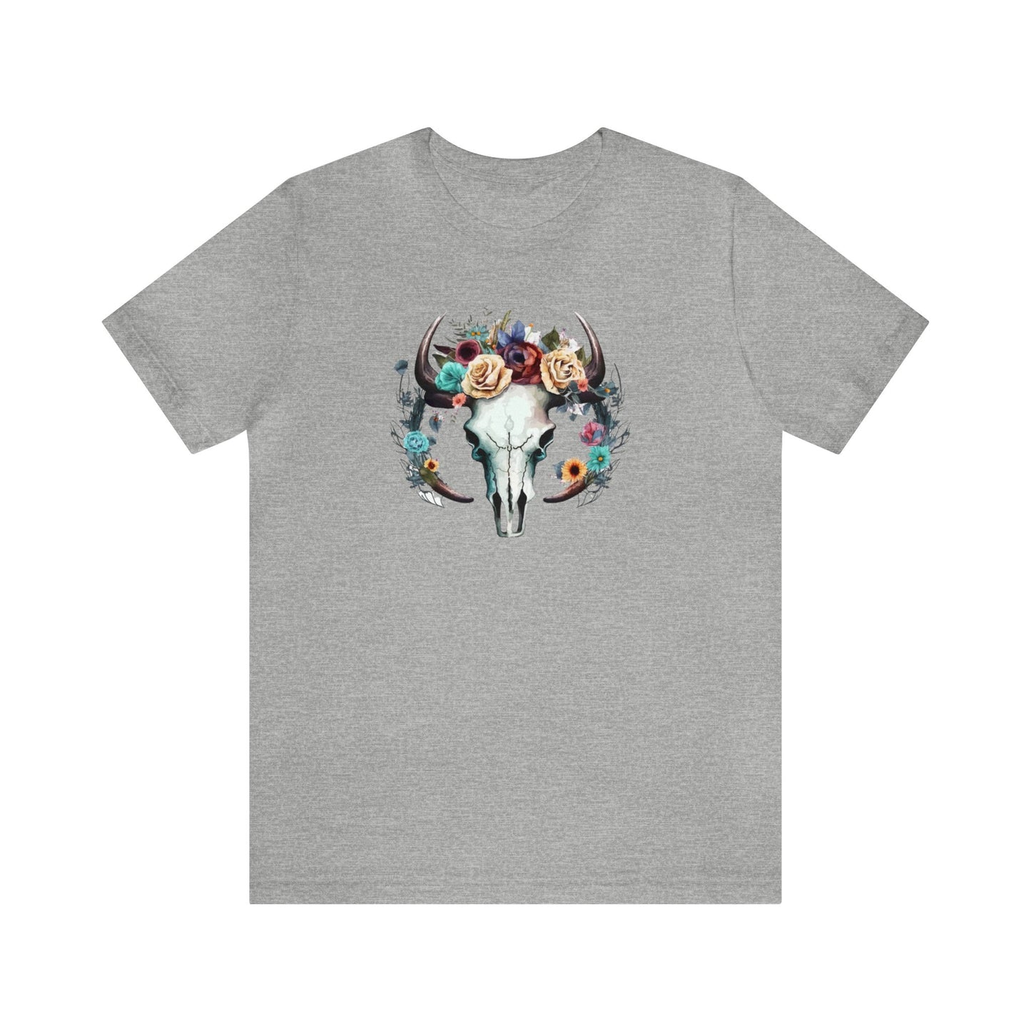 Floral Animal Skull Boho Unisex Jersey Short Sleeve Tee