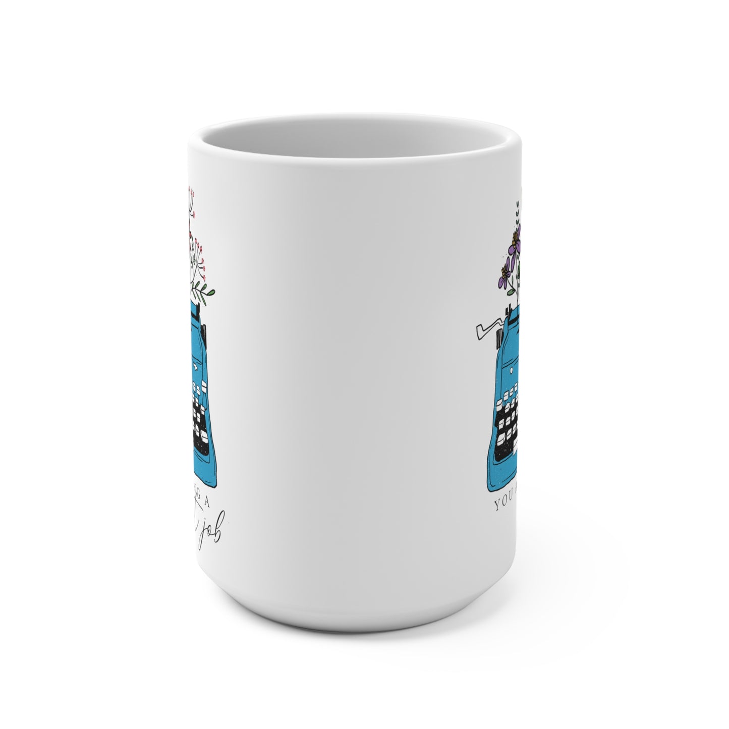 Flowers and Typewriter Mug 15oz