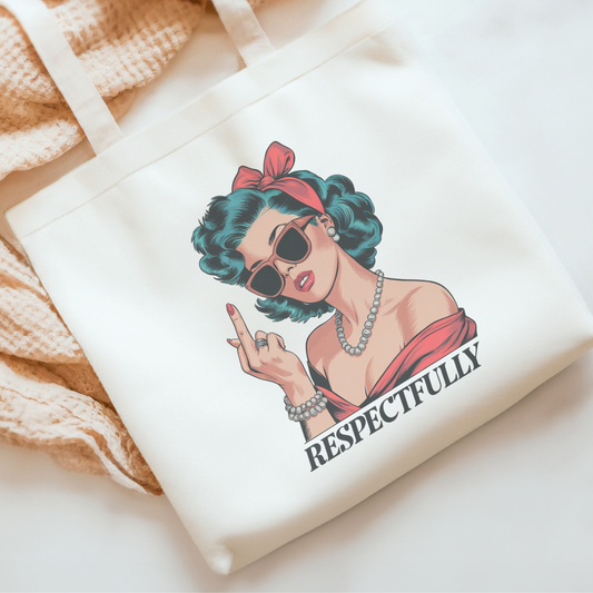 Respectfully Sublimated Canvas Tote Bag