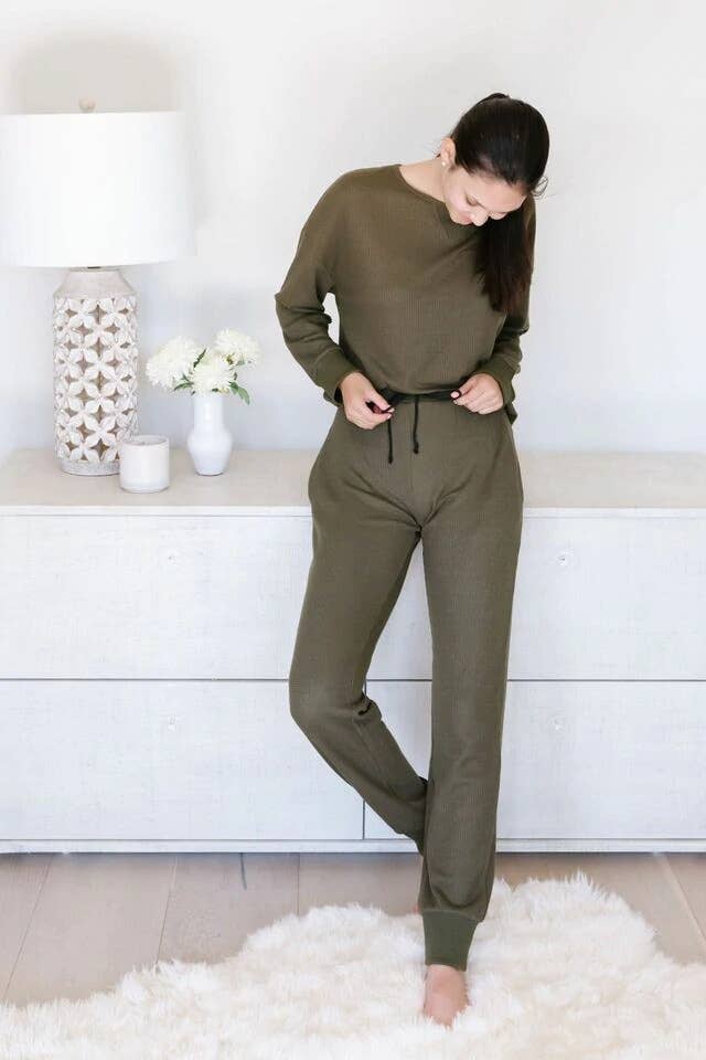 Waye Waffle Set in Military Green