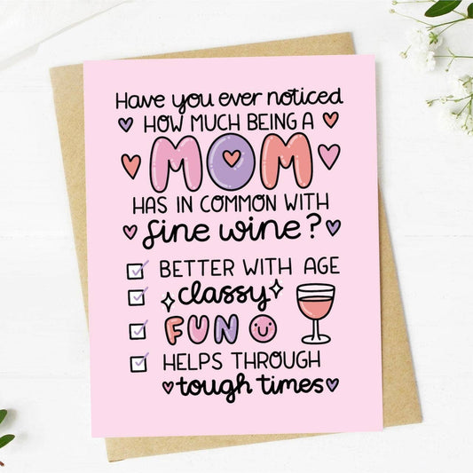 Funny Mom and Wine Mother's Day Card