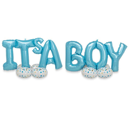 100-Inch It's A Boy AirLoonz Foil Balloon - Air Filled It's A Boy Balloon (Uninflated) Gender Reveal Party Balloon Baby Shower Balloon