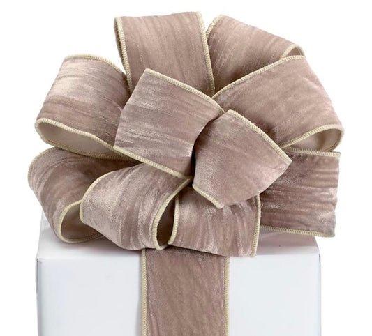 Elegant Crinkled Ivory Velvet Ribbon - 2.5" Wide x 20 Yards #40 Bow Ribbon