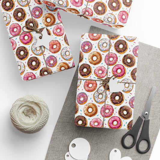 Donut Wrapping Paper Cute Giftwrap Pastel illustrated Gift Wrap Donut Gift Wrap