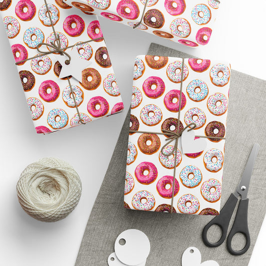Donut Wrapping Paper Cute Giftwrap Pastel Sweet Gift Wrap Donut Gift Wrap