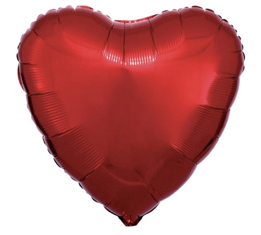 17-Inch Metallic Heart Foil Balloon - Red (Uninflated) Valentine Balloon Anniversary Balloon