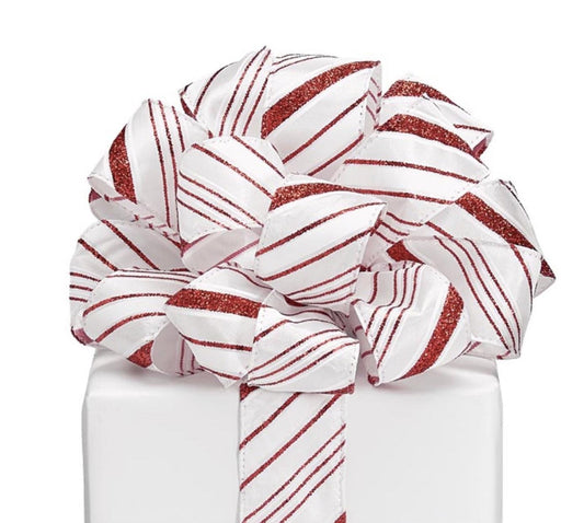 Christmas Candy Cane Stripe Ribbon - 1.5" Wide x 20 Yards #9 Bow Ribbon