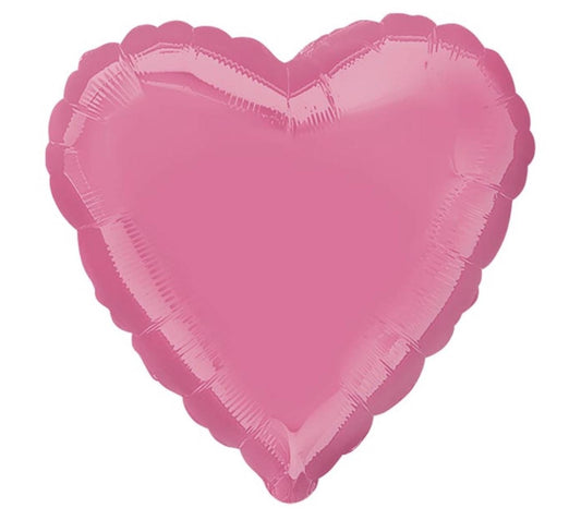 17-Inch Pink Heart Foil Balloon - Pink (Uninflated)