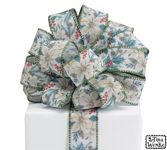 Christmas Greenery Wired Ribbon - 1.5" Wide x 20 Yards #9 Bow Ribbon