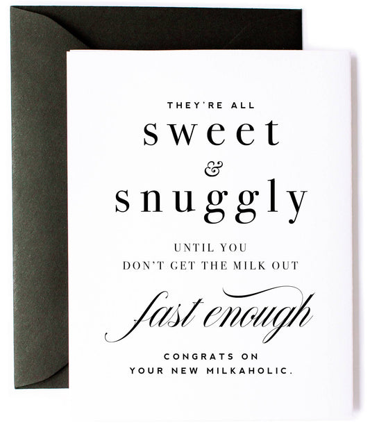 Milkaholic, Funny New Baby Card - Congrats New Greeting Baby