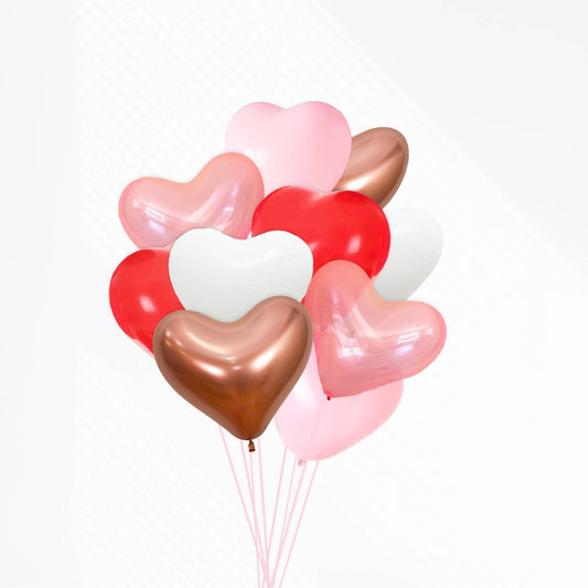 Heart Shaped Valentine's Balloon Bouquet (10 Pack)
