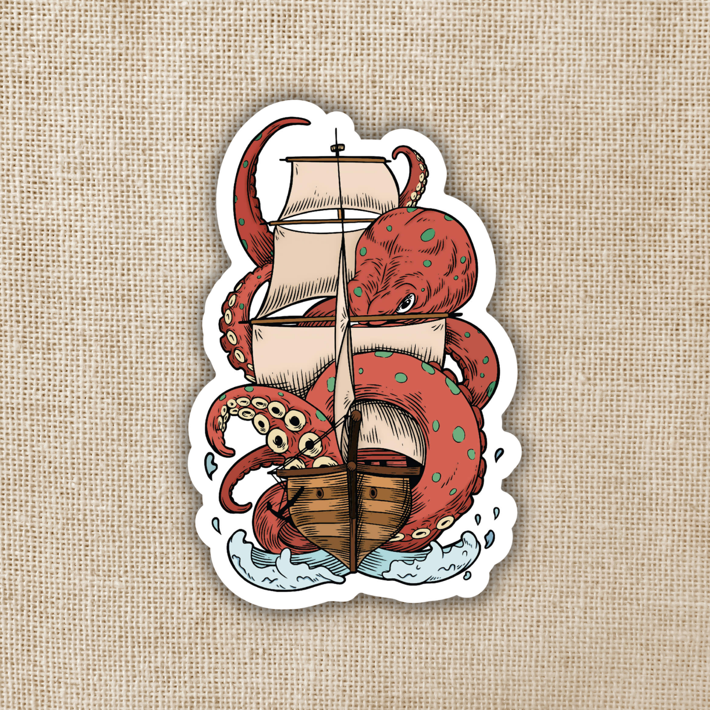 Kraken Attacking Ship Sticker